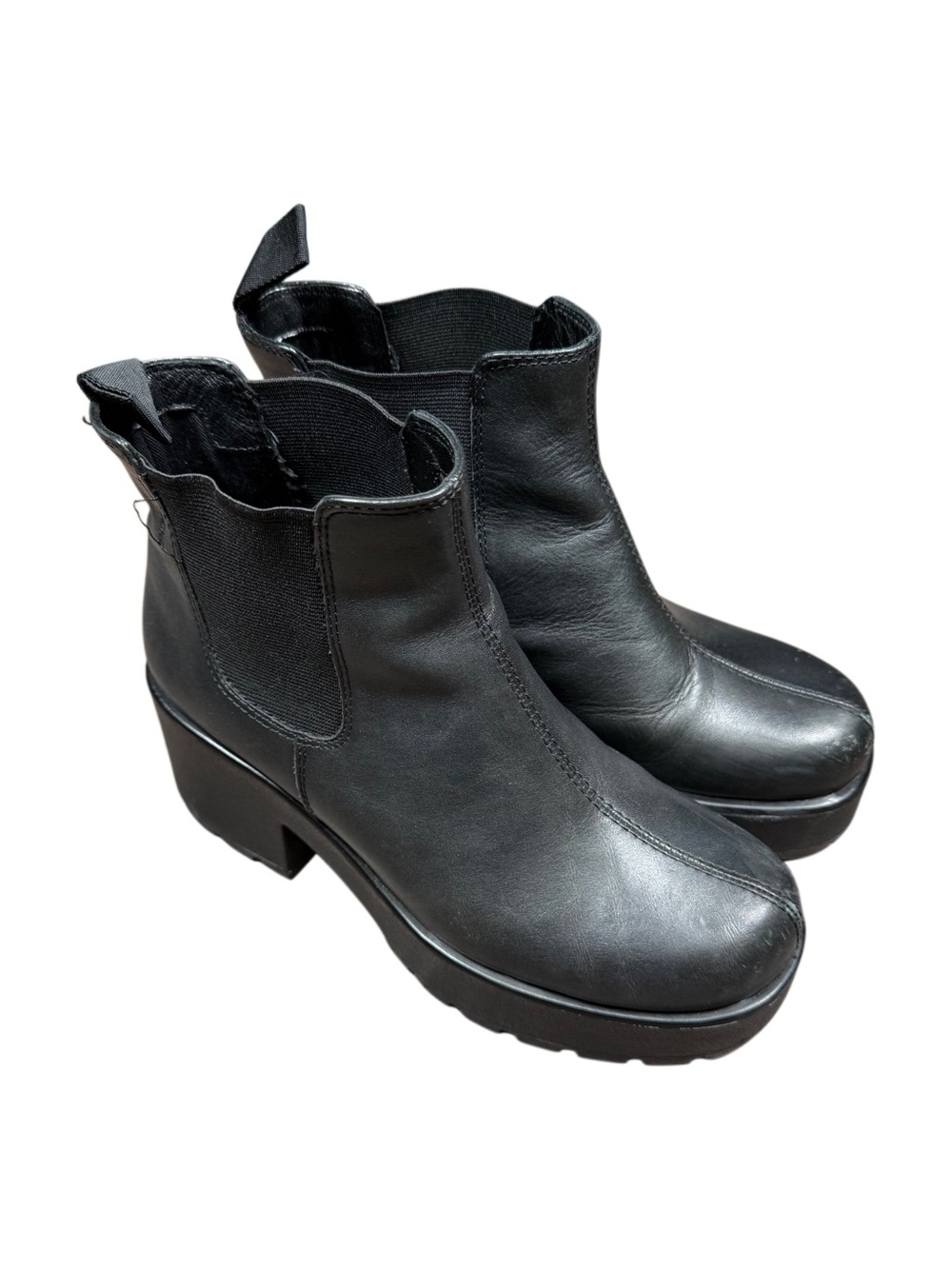 Vagabond Black Leather Platform Ankle Booties